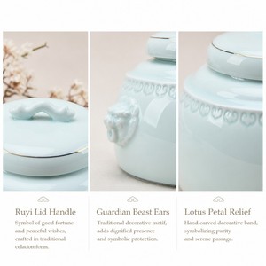 Urn Keramik Label Pribadi untuk Abu Jenazah Hewan Peliharaan dengan Cetakan Jejak Kaki, Tutup Berulir, Kenang-kenangan, Grosir Pabrik, OEM, ODM, Logo Kustom - Product Image 3