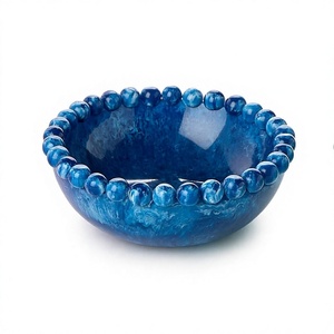 Resin <b>Blue</b> Polished Vintage Eco-Friendly Salad Serving <b>Bowl</b> Dessert Fruit Candy Plate for Restaurant Dining - Product Image 1
