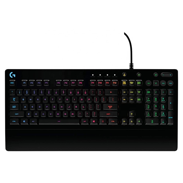 G213 RGB Gaming Keyboard Full Size Wired Controls One-piece Palm Rest Splash-proof Design LOL MOBA FPS
