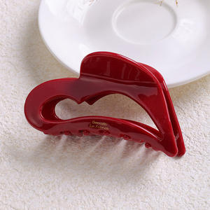 Pinces à cheveux en acétate de cellulose style français, rouge élégant, antidérapantes, pour femmes, pour coiffures mi-hautes ou entièrement relevées, en stock - Product Image 4