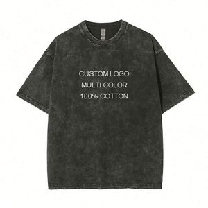 Design Thick Custom T-Shirts Coton Homme Distressed Embroidery Oversized Vintage 250 Gsm T Shirts for Men Blank Design - Product Image 2