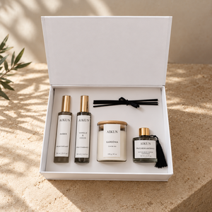 Coffret Cadeau Aikun Multi-Senteurs : Diffuseur à Bâtonnets, Bougie et Spray d'Ambiance en Verre pour la Maison, Idéal pour le Spa, la Vente au Détail et l'Emballage Personnalisé OEM - Product Image 1