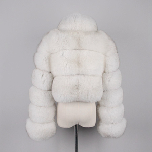 QIUCHEN <span class=keywords><strong>Abrigo</strong></span> Corto de Piel de Zorro Auténtica de Alta Calidad, Natural, para Mujer, <span class=keywords><strong>Talla</strong></span> <span class=keywords><strong>Grande</strong></span>, Color Blanco, Invierno, Casual, de Lujo, QC19096 - Product Image 2