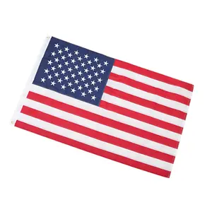 Yüksek kalite 90*150CM naylon işlemeli açık abd bayrağı amerikan bayrağı