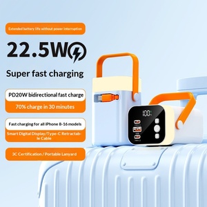 Nouvelle Banque d'alimentation 20000mAh à Charge Rapide 22.5W, Style <span class=keywords><strong>Phare</strong></span>, Lumière Ambiante Colorée, Câble Extensible Intégré, Grande Capacité - Product Image 4