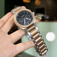 Montre chronographe à Quartz pour hommes, marque de luxe, cadran noir, acier inoxydable, bracelet de 16mm, étanche à 50M
