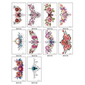 Pegatina de tatuaje temporal de flor de Rosa extraíble a prueba de agua para mujeres y niñas, diseño Floral grande realista, pecho, <span class=keywords><strong>espalda</strong></span>, papel hecho Sexy - Product Image 4