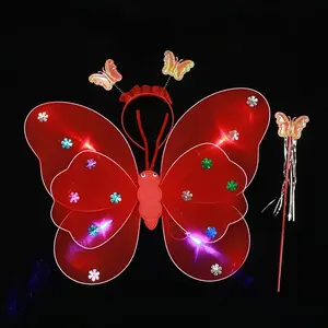 Girls Electrical Butterfly Wings Lights Glowing Shiny Dress Up Moving Fairy Wings For Birthday Wedding Christmas