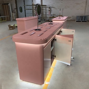 Cosmetics Store Design Custom LED Lighting Pink Series <b>Display</b> Cabinets Commercial Makeup <b>Display</b> <b>Table</b> - Product Image 2