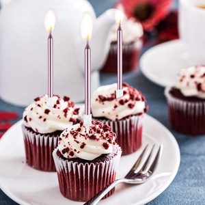 Metallic Birthday <strong>Candles</strong> in Holders Colorful <strong>Tall</strong> Birthday Cake <strong>Candles</strong> Long Thin Cupcake <strong>Candles</strong> for Birthday Wedding Party - Product Image 4
