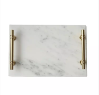 Plateau rectangulaire en marbre naturel pour fromage, plateau de service en marbre avec poignée