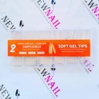 240 faux ongles carrés extra longs en cristal transparent, haute qualité, 12 tailles, couverture complète, en gel ABS souple