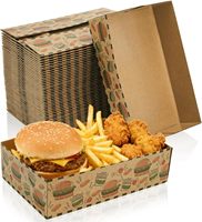 Boîte en papier pratique pour la restauration rapide à emporter, idéale pour les frites, les hamburgers et les hot-dogs. Accepte les tailles et les couleurs personnalisées.