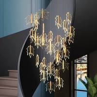 Lustre long en forme de feuille d'érable, LED, hauteur réglable, intensité variable, garantie 5 ans, CRI 90, pour villa, salon, salle à manger, loft