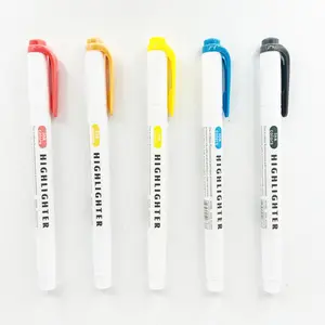 Premium Kwaliteit 5 Kleuren Dual Tip Geurloze Fluorescerende Markeerstift Op Waterbasis Voor Studenten