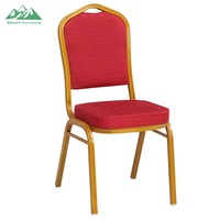 Chaise de banquet empilable Wayon en métal doré robuste et durable avec coussin en tissu et éponge, design moderne pour mariage et salon