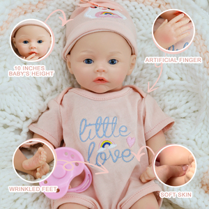<span class=keywords><strong>Mini</strong></span> Muñeca <span class=keywords><strong>Reborn</strong></span> de 10 Pulgadas, Cuerpo Completo, Realista, de <span class=keywords><strong>Silicona</strong></span> Sólida, Niño, Pintada a Mano, Juguete Suave, Regalo - Product Image 2