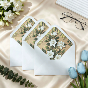Enveloppes personnalisées imprimées avec motif floral, enveloppes en papier blanc avec doublure florale intérieure pour invitation de mariage ou carte de vœux - Product Image 6