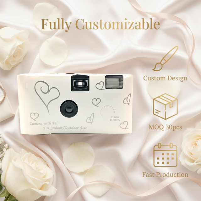 Disposable Wedding Camera White Disposable Cameras with Custom Disposable Camera Sleeve Wedding Bulk Supplier for Event Favors