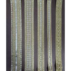 Encaje metálico de algodón y poliéster duradero de alta resistencia con hermoso patrón y uso duradero para la decoración del vestido de la ropa - Product Image 6