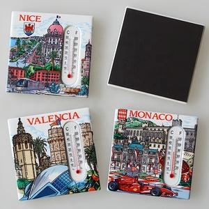 Più economico Logo personalizzato stampa frigo magnete adesivo Souvenir turistico regalo personalizzato in ceramica termometro magnete frigo - Product Image 1