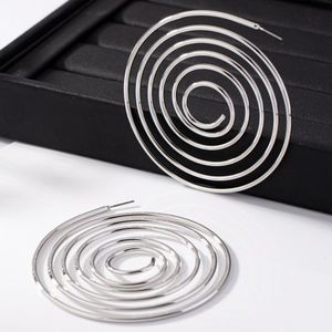 Cincin hoop Spiral logam perak emas besar sederhana Vintage untuk perhiasan wanita grosir - Product Image 3