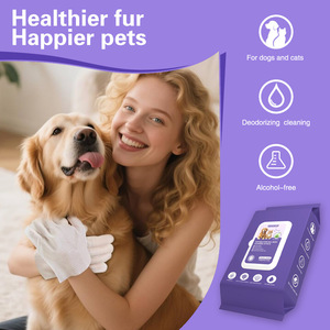 Lingettes humides pour animaux de compagnie, nettoyage complet du corps du chien, sans parfum, avec gants, paquet de 80 pièces - Product Image 5