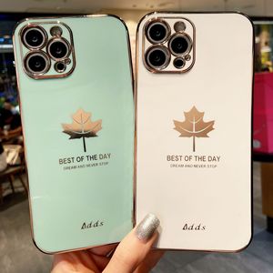 Para iphone 12 decorado deja chapado en oro cubiertas del <span class=keywords><strong>teléfono</strong></span> lindo bolsa para iphone 11 xs max xr xs 7 8 plus 7 8 - Product Image 1