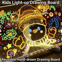 Tableau blanc effaçable à sec en acrylique d'usine OEM, support de bureau transparent avec lampe à message LED, tableau de dessin effaçable