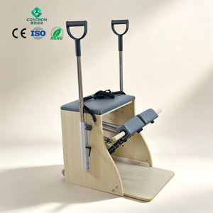 <span class=keywords><strong>Chaise</strong></span> de Pilates en bois pour la rééducation, avec poignées en acier, pédale avant et sangles élastiques pour la maison et la salle de sport - Product Image 4