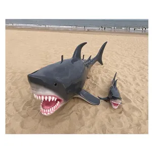 Escultura de Tiburón de Fibra de Vidrio de Gran Tamaño para Exhibición en Playa, Centro Comercial, <span class=keywords><strong>Restaurante</strong></span>, Decoración de Pared - Product Image 1