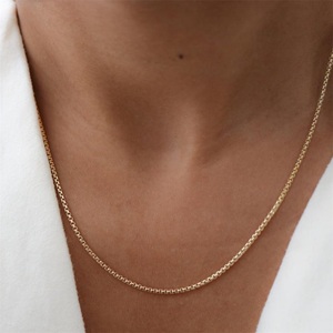 Collier ras du cou unisexe tendance en acier inoxydable 316L plaqué or 14K <span class=keywords><strong>PVD</strong></span>, chaîne maille forçat de 2 mm de large, finition argentée - Product Image 1
