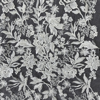 Tissu en dentelle de tulle blanc de luxe GCW-QUV100274 avec broderie florale botanique à sequins pour studio de couture de créateurs