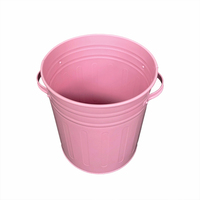 Poubelle en métal de couleur rose avec poignée et couvercle pour différents types de déchets, poubelle de qualité supérieure