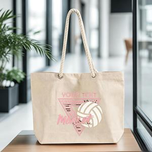 Custom Volleyball Sports Events Favors Medium Magnetic Buckle <b>Canvas</b> <b>Tote</b> Bag Women Shopping <b>Tote</b> Bag - Product Image 1