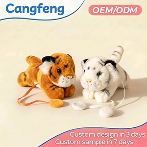 Fabrik-Großhandel Plüsch-<span class=keywords><strong>Tiger</strong></span>-Schlüsselanhänger mit Pompon-Band Schleife Orange Weiß Kundenspezifisches OEM für Kindergeschenk - Product Image 1