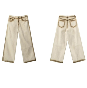 Pantalones vaqueros informales de estilo americano para hombre, pantalones Retro rectos holgados, tinte sucio lavado de mezclilla para hombre, pantalones vaqueros - Product Image 2