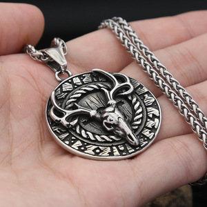Yunnique-collar con colgante de cabeza de ciervo de acero inoxidable para hombre, diseño de animales retro, joyería de moda para hombre - Product Image 2