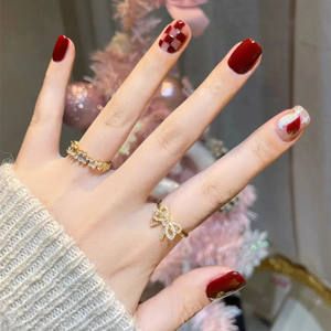 Faux Ongles de Luxe à Coller, Motifs Cœur <span class=keywords><strong>et</strong></span> Grille Rouge, Paillettes <span class=keywords><strong>et</strong></span> Sequins, Vente en Gros - Product Image 4