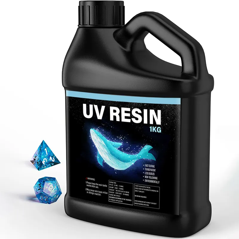 Kit de resina epóxi UV transparente para joalheria, resina UV em massa 1000g de cristal duro e cura UV, cola solar UV transparente, cura rápida