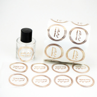 Adhésif imperméable personnalisé magnifiquement imprimé marquage à chaud feuille d'or rose cercle transparent autocollants étiquettes de bouteille