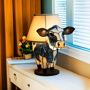 Animal <b>Table</b> Lamp Resin Cow Design <b>LED</b> <b>Light</b> Source E26 Bulb Base Switch Control Bedside Decor Ornament - Product Image 2