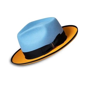 Blue <b>Fedora</b> <b>Hat</b> Wool Blend Gentleman Bow Tie Brim <b>Hat</b> Dress Accessory for Casual Party Travel - Product Image 3