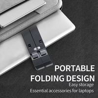 Support pliable ergonomique en alliage d'aluminium pour ordinateur portable et tablette, avec hauteur réglable magnétiquement et design personnalisable pour une utilisation sur bureau