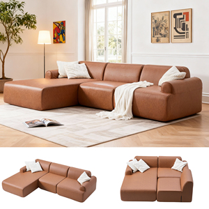 <span class=keywords><strong>Sofa</strong></span> Seksional Modular Bentuk L 105 inci - <span class=keywords><strong>Sofa</strong></span> Tanpa Rangka Terkompresi dengan Sarung yang Dapat Dilepas dan Dicuci - Product Image 1
