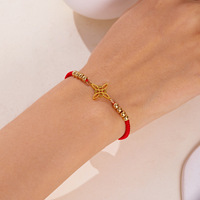 Bracelet tressé transfrontalier en acier inoxydable découpe Simple Bracelet à cordes rouges réglables pour femmes traduction Baidu