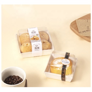 Boîte à sandwich à charcuterie en papier personnalisée avec couvercle supérieur transparent blanc brun rose carré longues boîtes de <span class=keywords><strong>boulangerie</strong></span> de pain de dessert jetables - Product Image 4