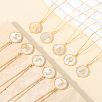 Collier pendentif alphabet initial en argent sterling 925 plaqué or avec nacre et zircon cubique Mylove, vente en gros
