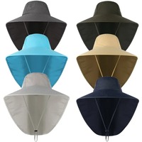 Upf40 + sombreros de pesca de pescador, sombrero de cubo de malla transpirable ajustable, sombrilla de nailon, gorra de escalada de secado rápido con solapa para el cuello