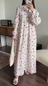 Abiti Casual Larghi da Donna Enyami Streetwear Boho per Vacanze, Bianchi con Maniche Lunghe e Stampa a <span class=keywords><strong>Cuori</strong></span> - Product Image 4